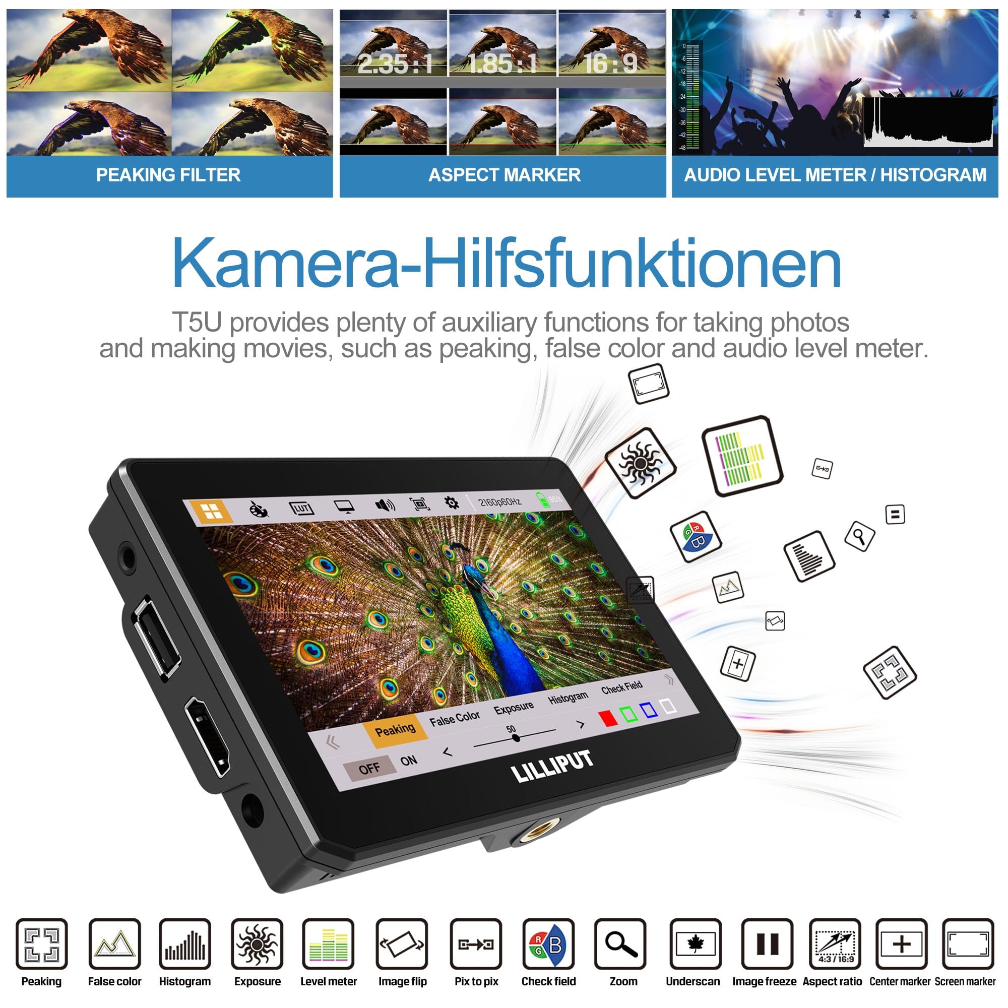 Lilliput T5U T-Series moniteur caméra HDMI USB 3.0