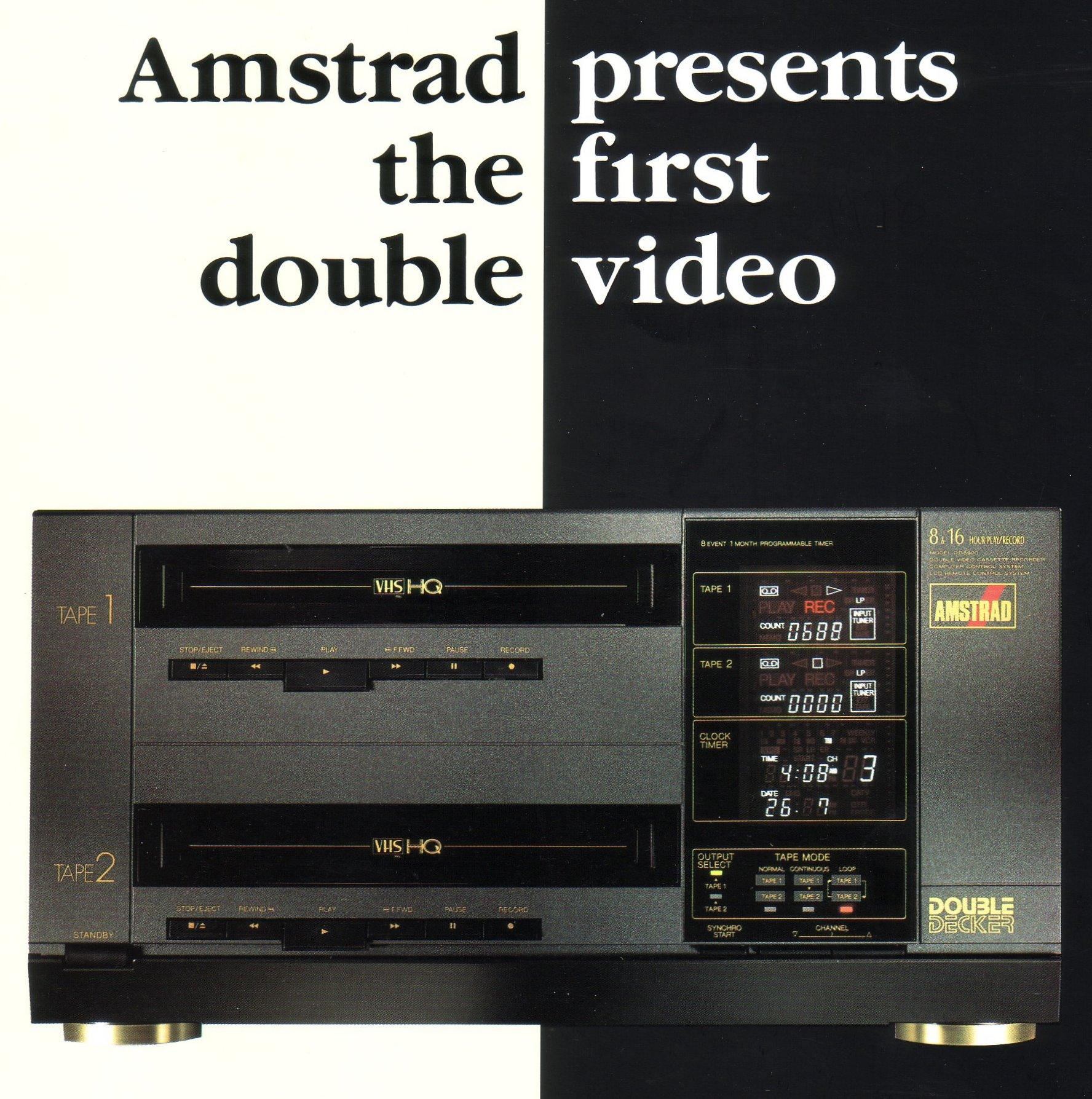 Amstrad TV Video DD8900 magnétoscope double deck VHS 1990