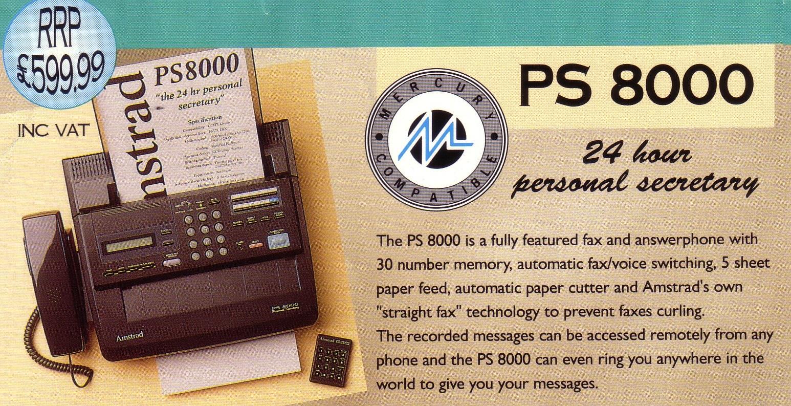 Amstrad Telephone & Fax PS8000 Fax Répondeur 30 Numéros
