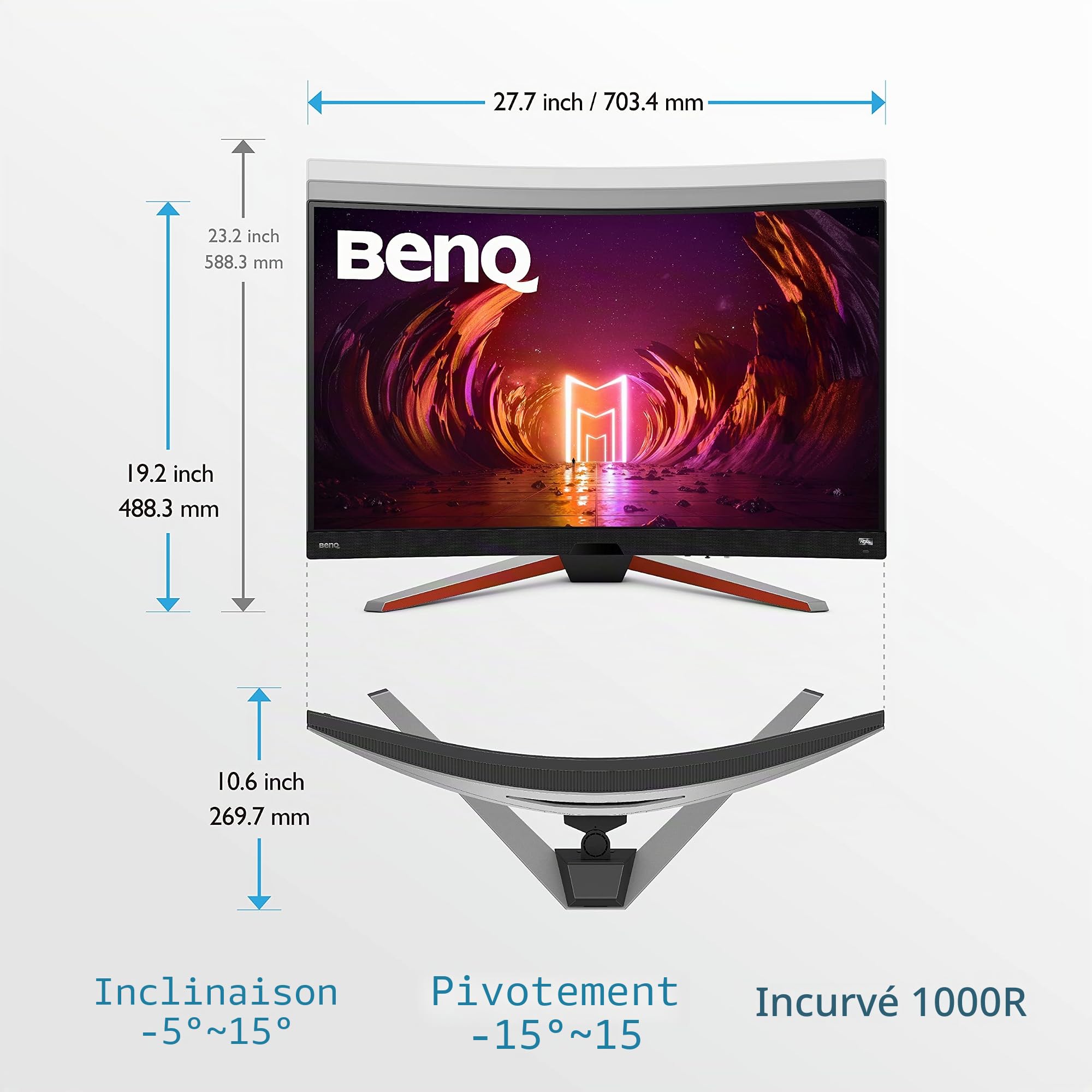 BenQ MOBIUZ EX3210R moniteur gamer 32" incurvé QHD 165 Hz