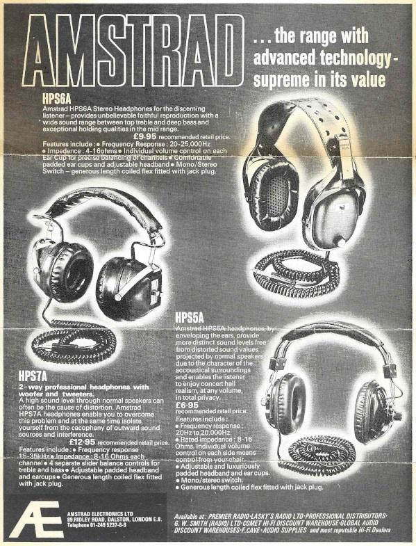 Amstrad Audio HPS5A HPS6A HPS7A casque stéréo filaire