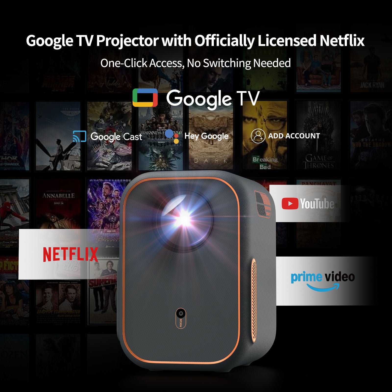 Wemax VP01 vidéoprojecteur 1080P Google TV Netflix