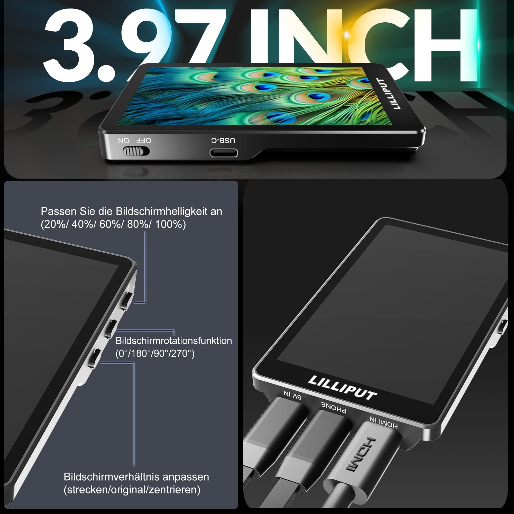 Lilliput V-Series moniteur selfie 3,97" magnétique vlog