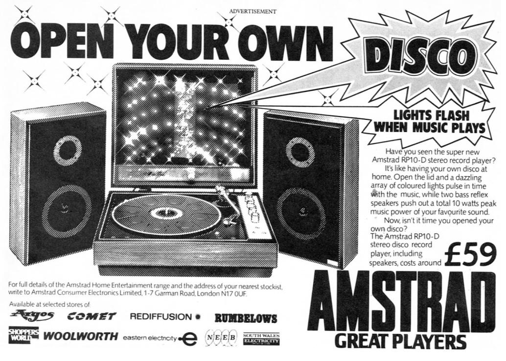 Amstrad Audio RP10 tourne-disque disco lumineux 1983