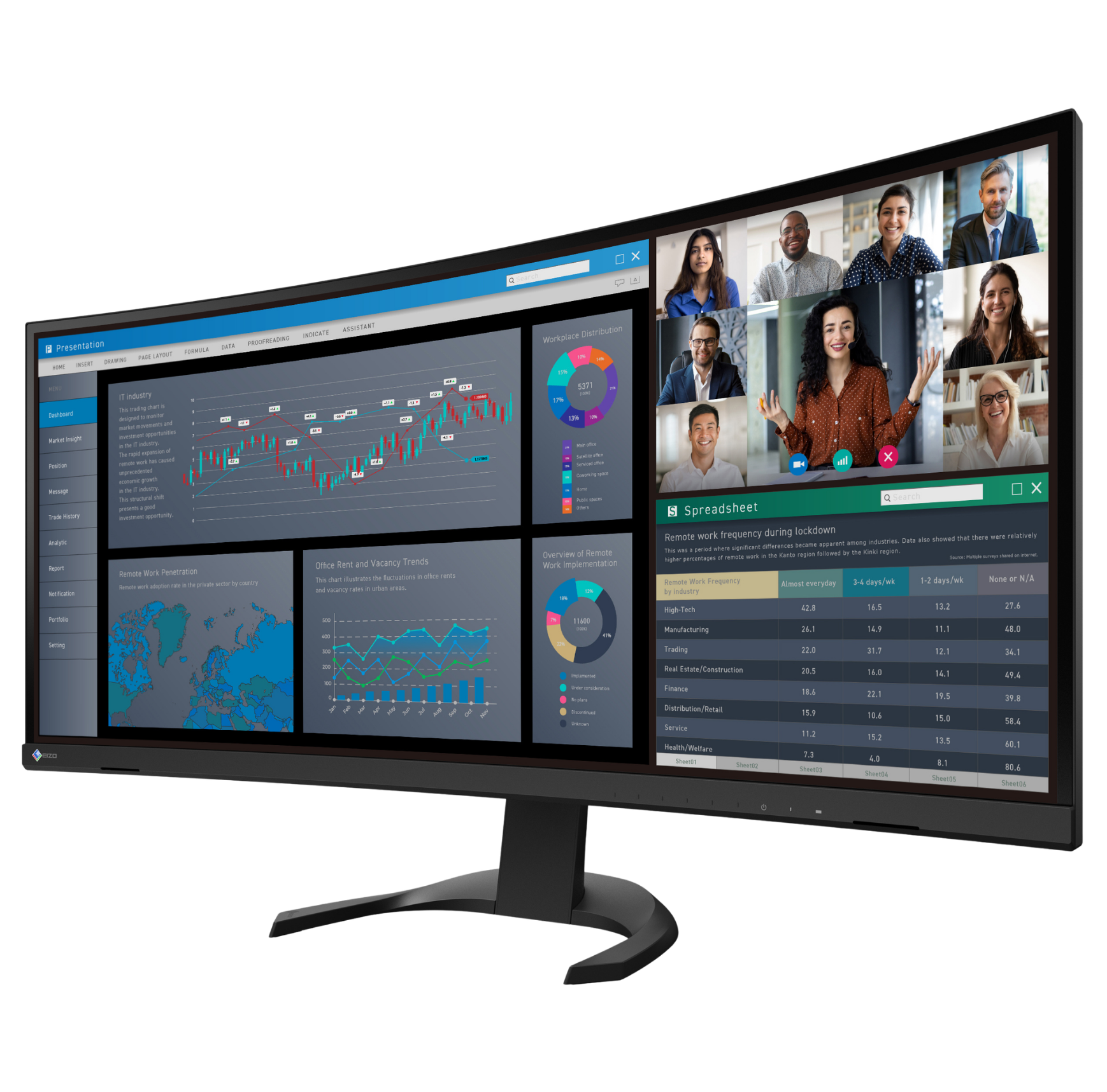 EIZO FlexScan EV3851X moniteur 37,5" UWQHD+ incurvé Noir