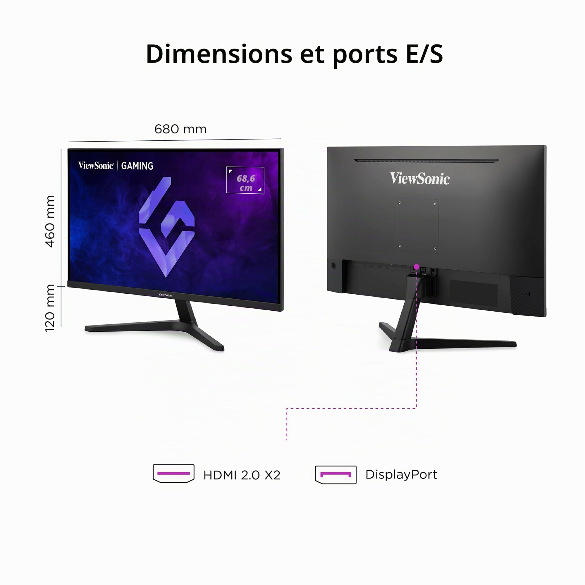 ViewSonic VX27G1-HD Écran PC Gamer 27" 180Hz Full HD IPS