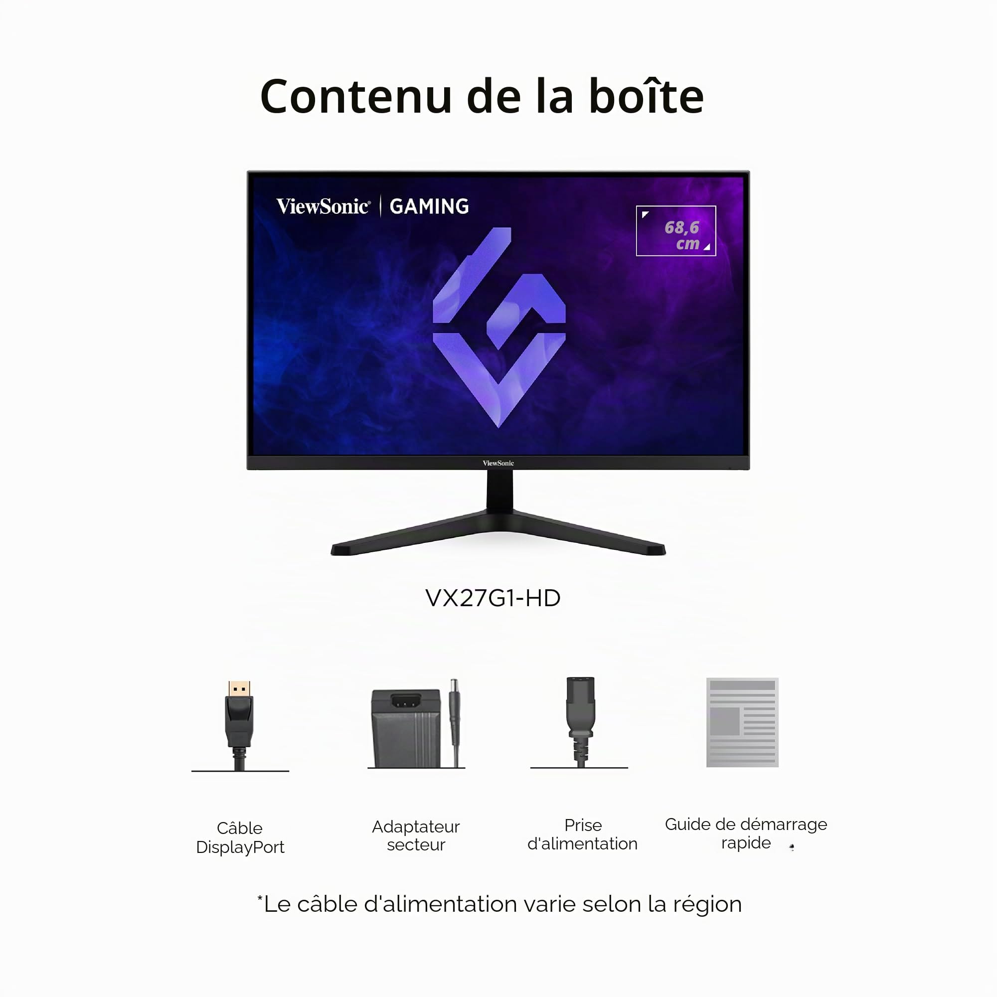 ViewSonic VX27G1-HD Écran PC Gamer 27" 180Hz Full HD IPS