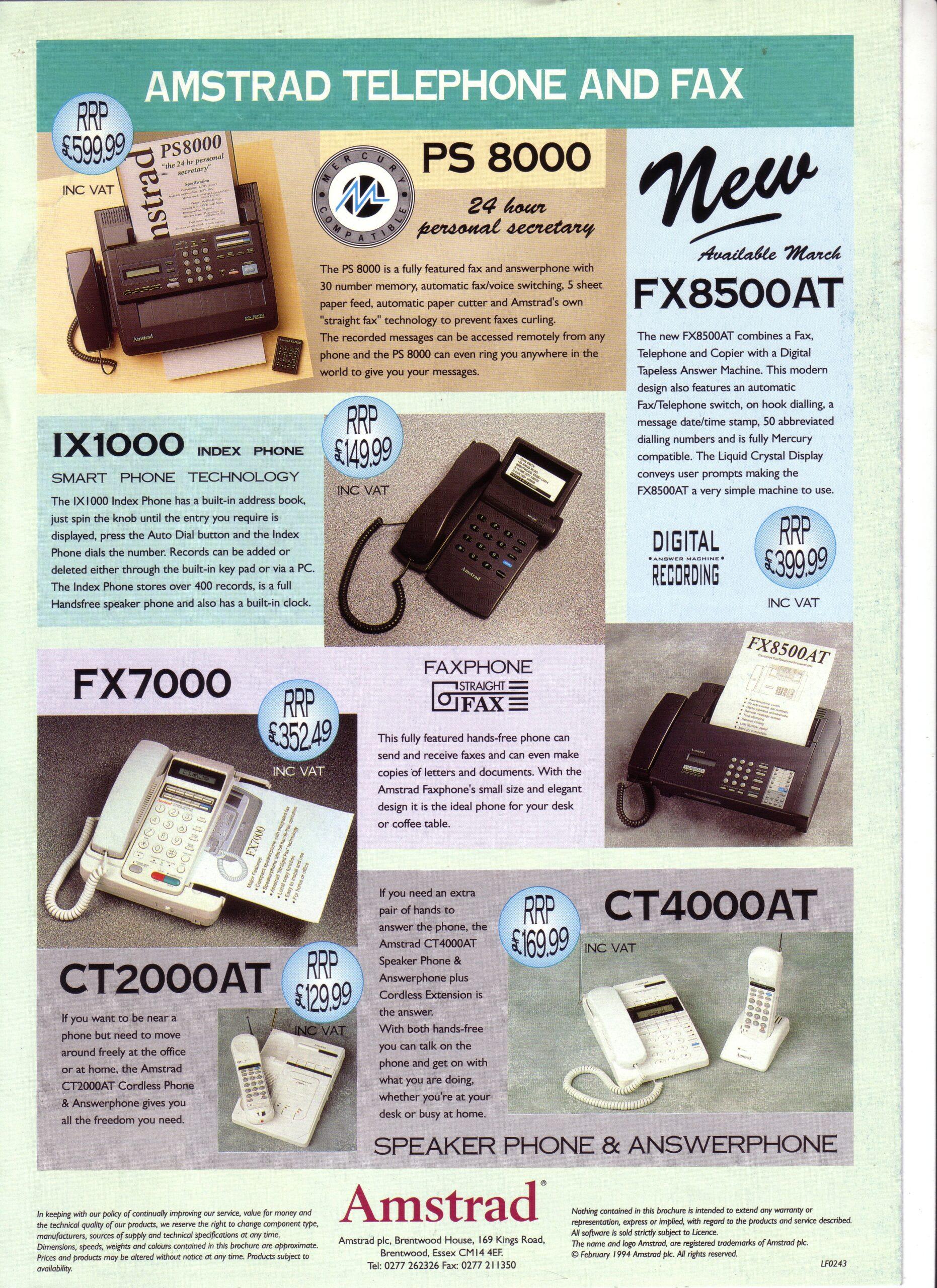 Amstrad FX9000AT télécopieur téléphone fax 1992