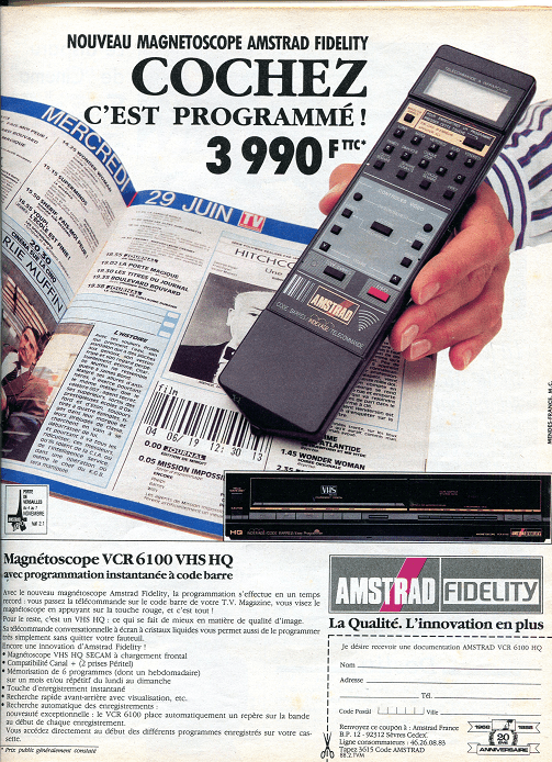 Amstrad TV Video VCR6000 VCR6100 magnétoscope VHS