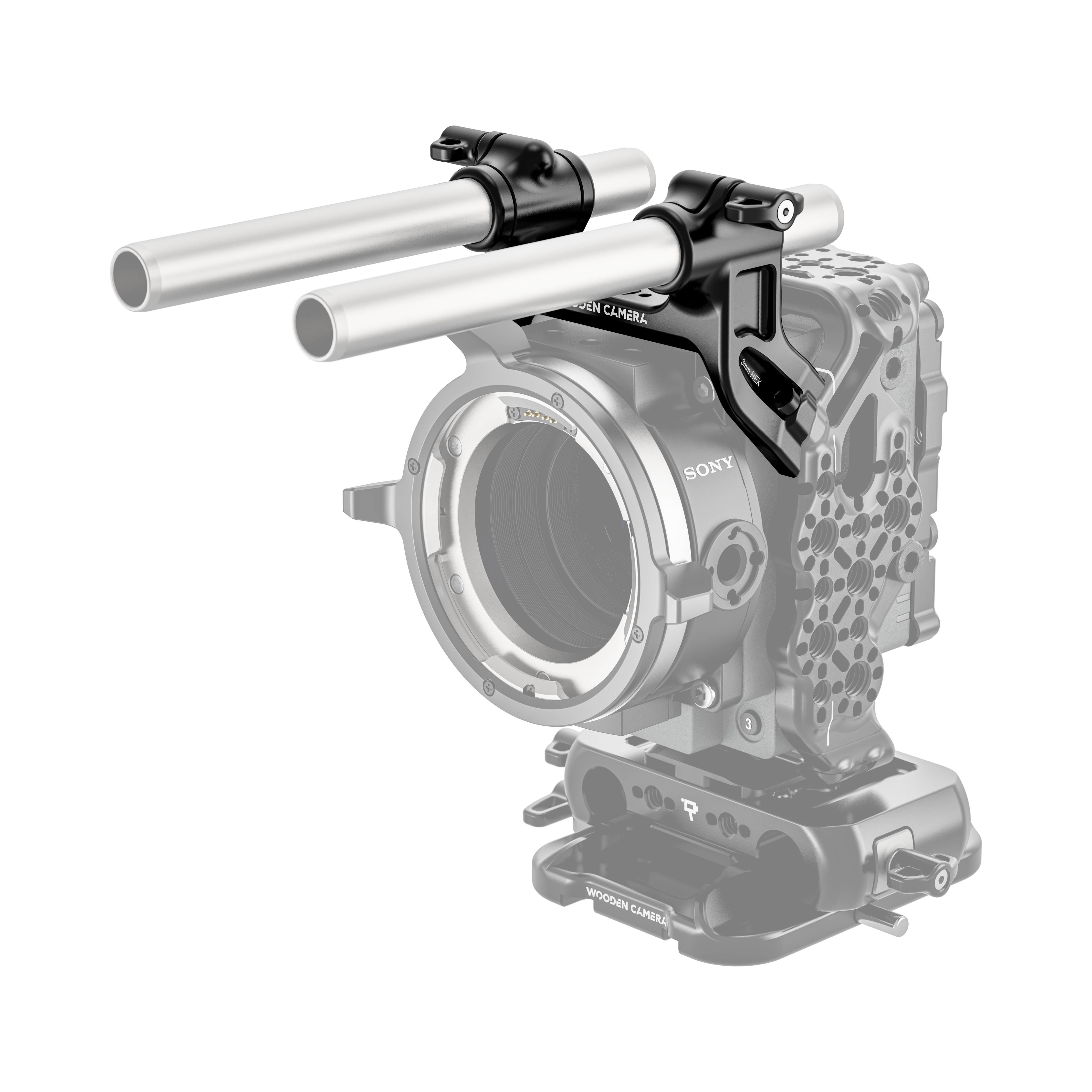Wooden Camera Cage Top Dual Rod Clamp Sony Rialto Mini