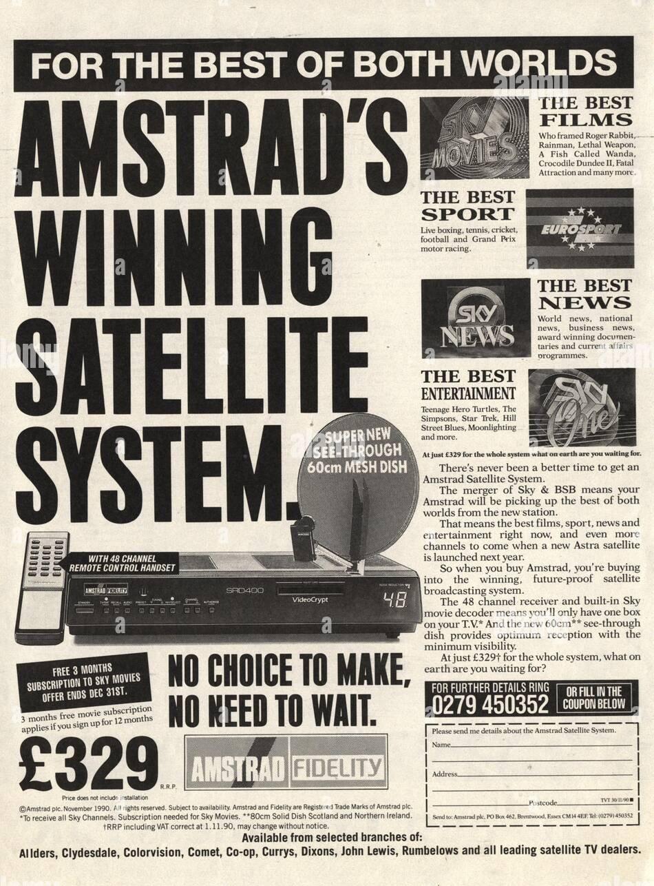 Amstrad Satellite SRD400 Décodeur Satellite + Parabole