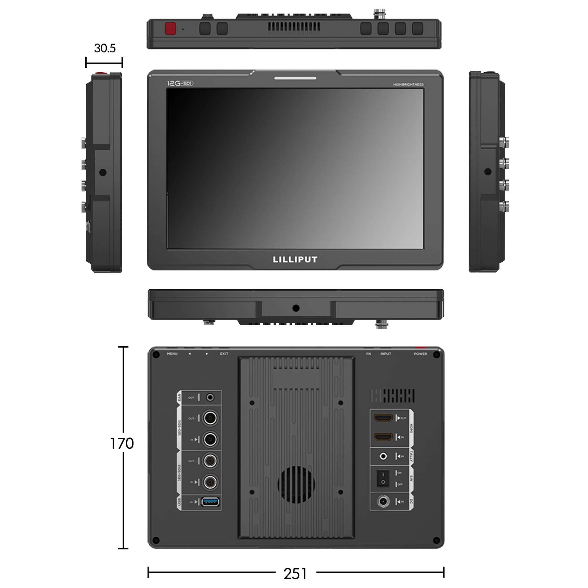 Lilliput Q10-12G 10,1" Moniteur 12G-SDI 1500 nits HDR