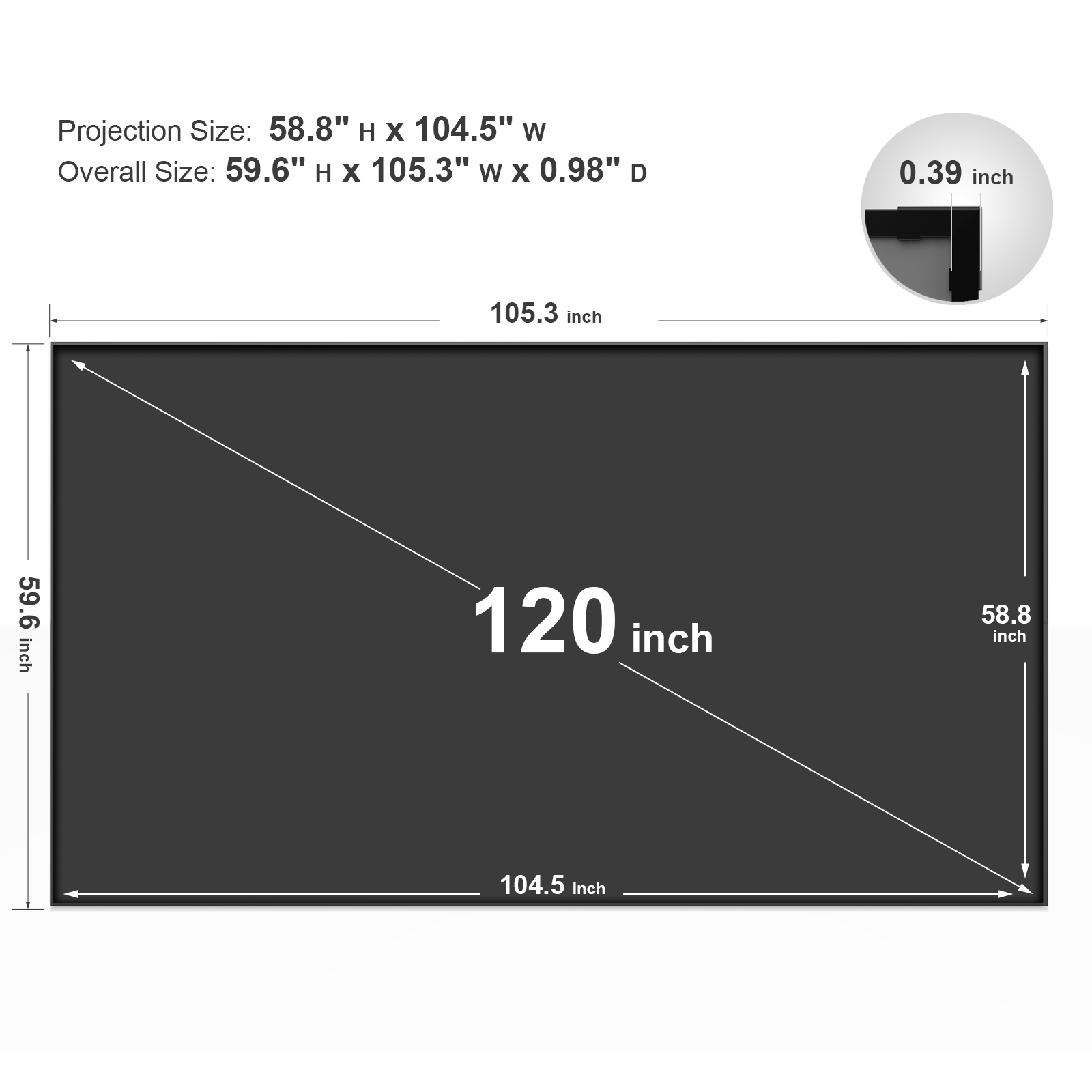Wemax Projector Screen écran de projection 120 pouces ALR