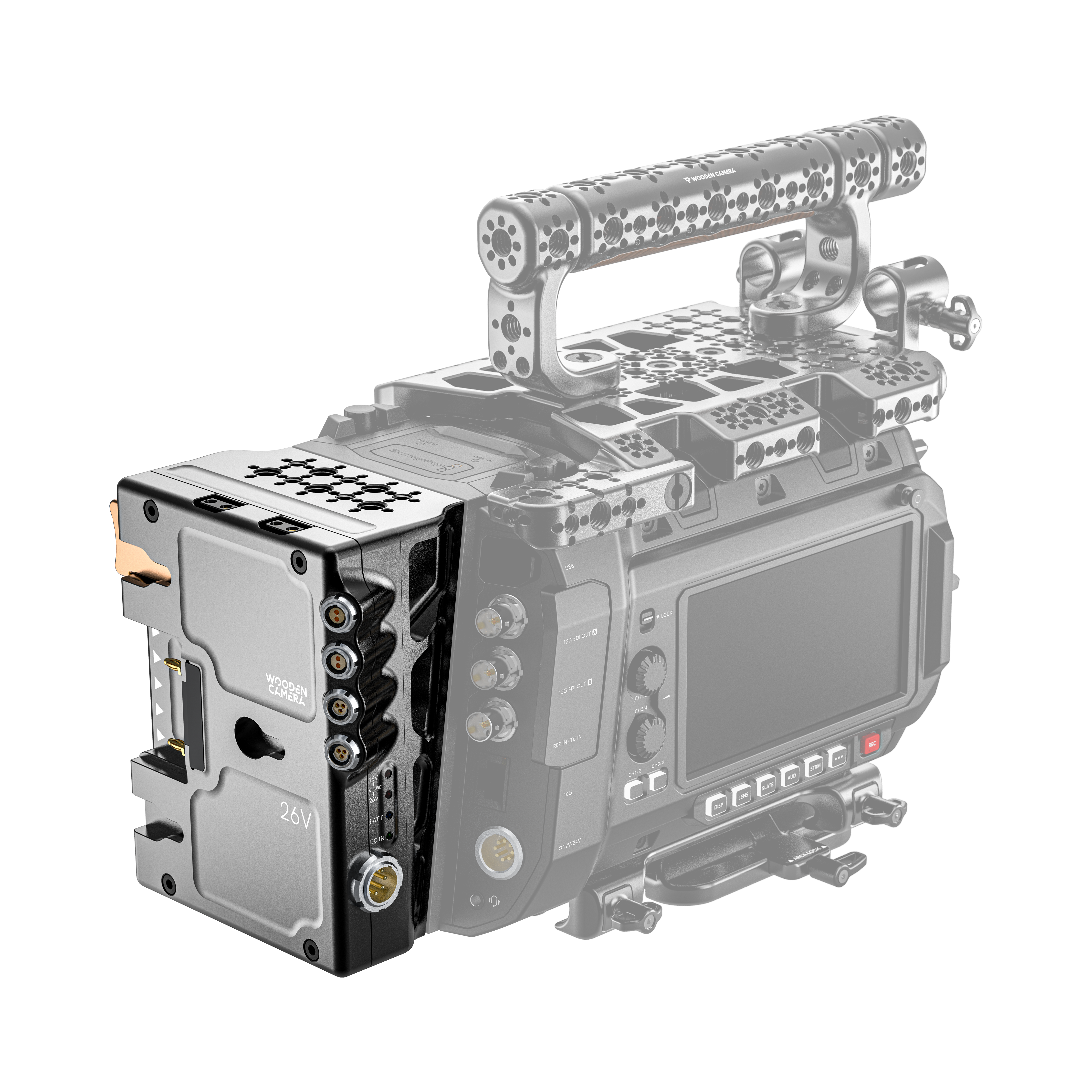 Wooden Camera Power D-Box Blackmagic URSA Cine platine Gold Mount