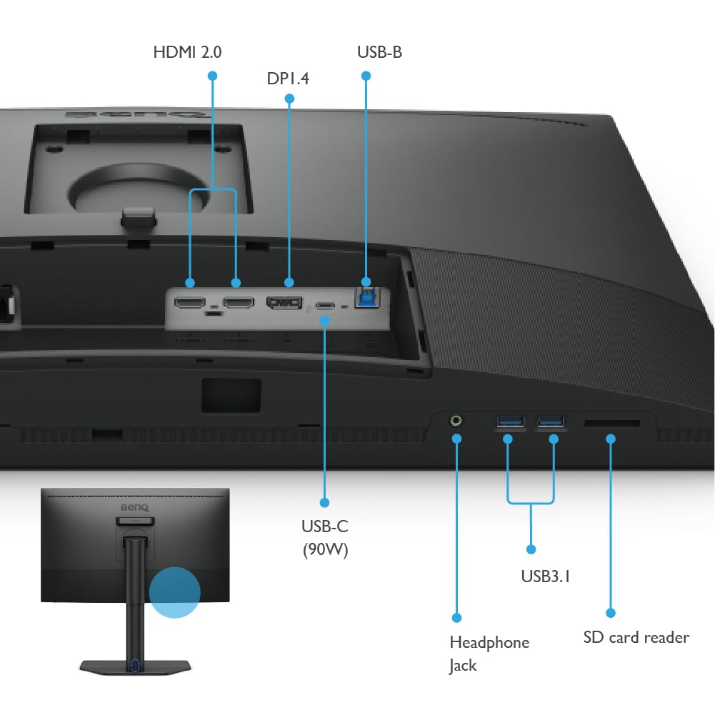 BenQ SW272Q Moniteur Photo 27" QHD Adobe RGB USB-C 90W