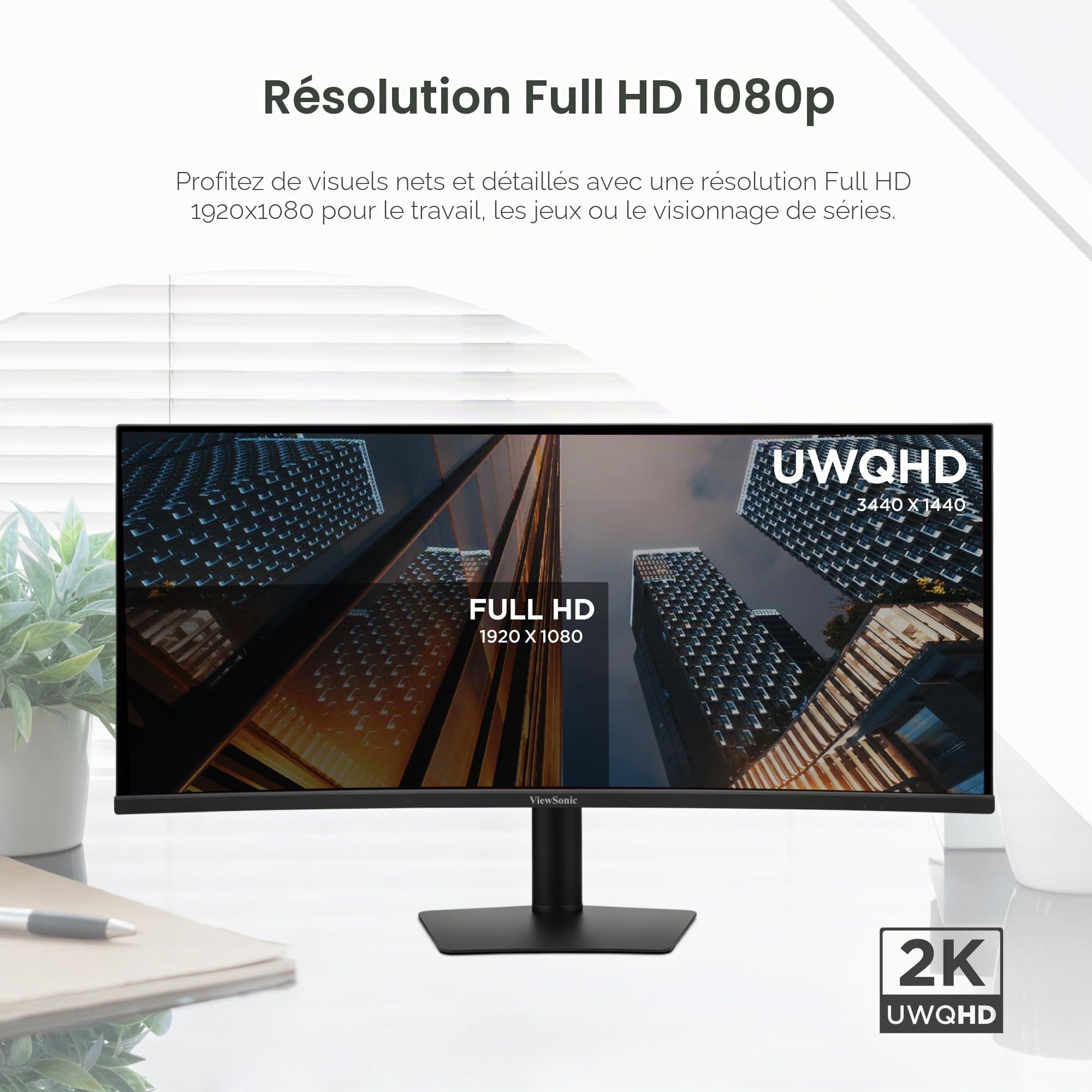 ViewSonic VX moniteur IPS 34 pouces 120 Hz USB-C