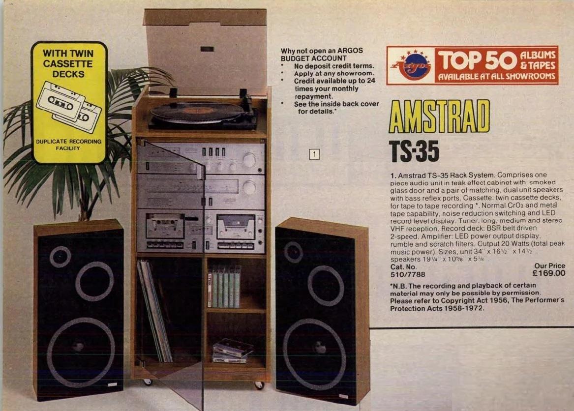 Amstrad TS33 tour stéréo chaîne hi-fi double cassette