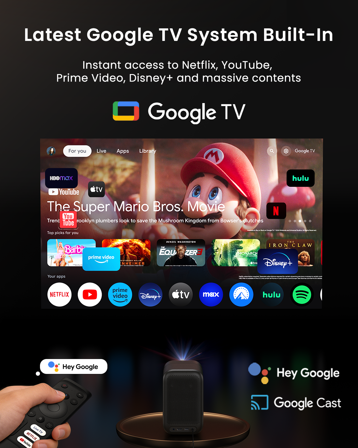 Wemax VP04 vidéoprojecteur Full HD Google TV Netflix