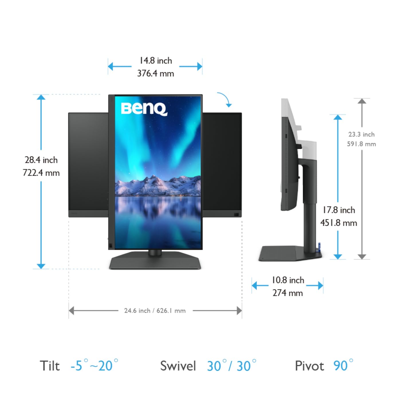 BenQ SW272Q Moniteur Photo 27" QHD Adobe RGB USB-C 90W