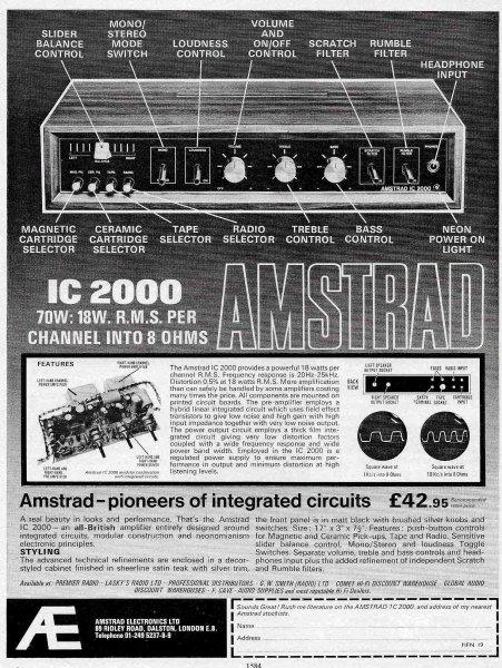 Amstrad Audio IC2000 amplificateur stéréo 2x18W RMS
