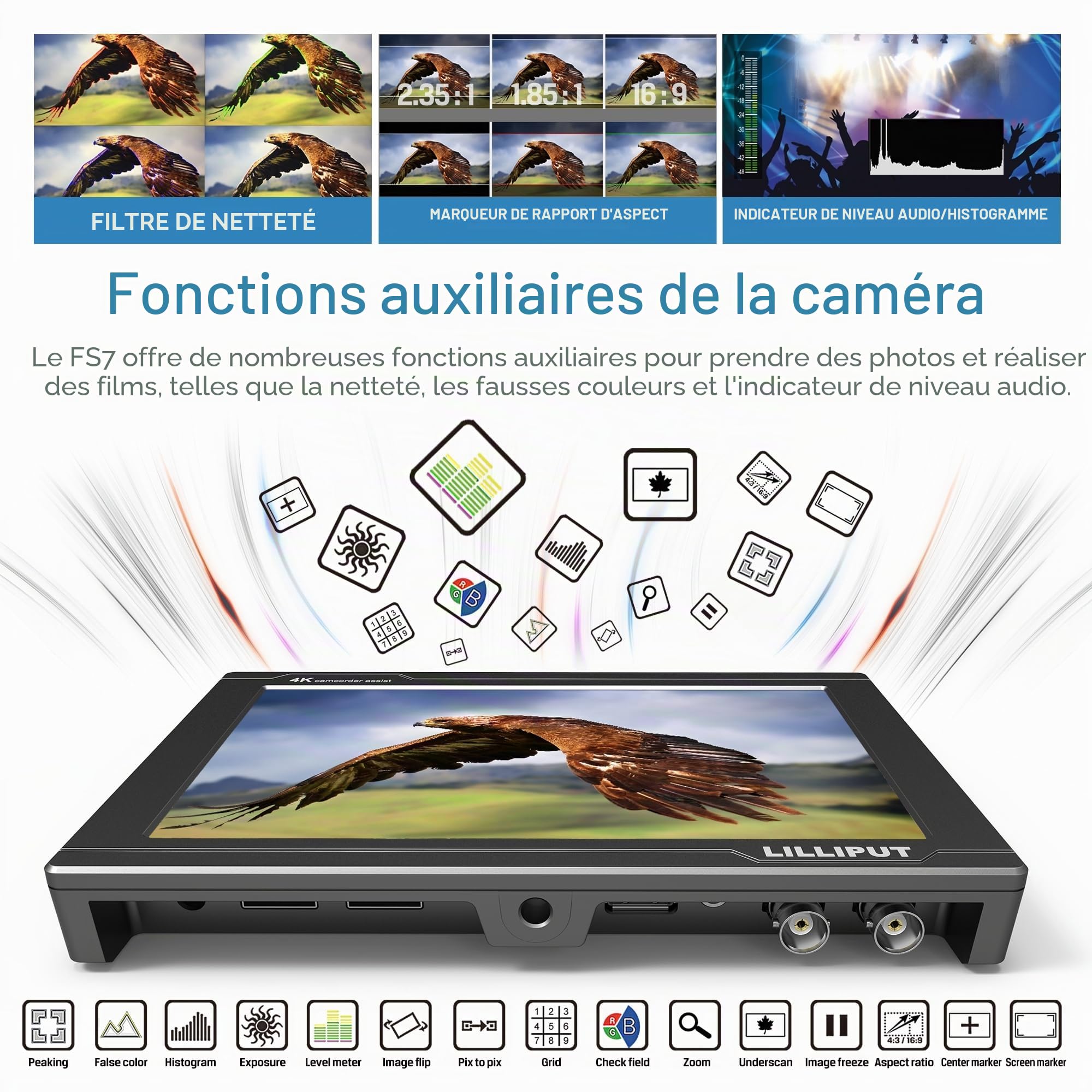 Lilliput FS7 Moniteur caméra 7" FHD HDMI 4K / 3G-SDI
