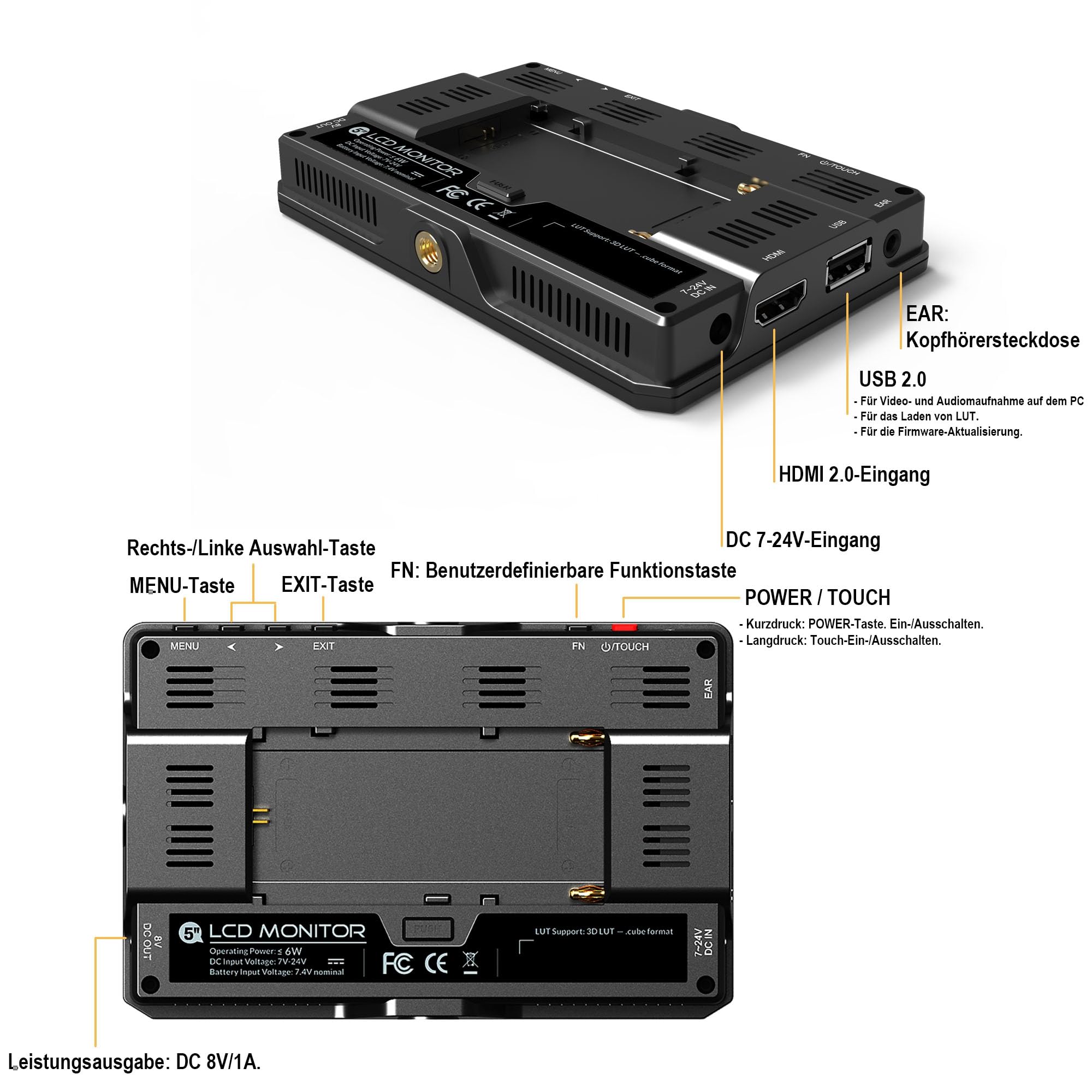 Lilliput T5U T-Series moniteur caméra HDMI USB 3.0