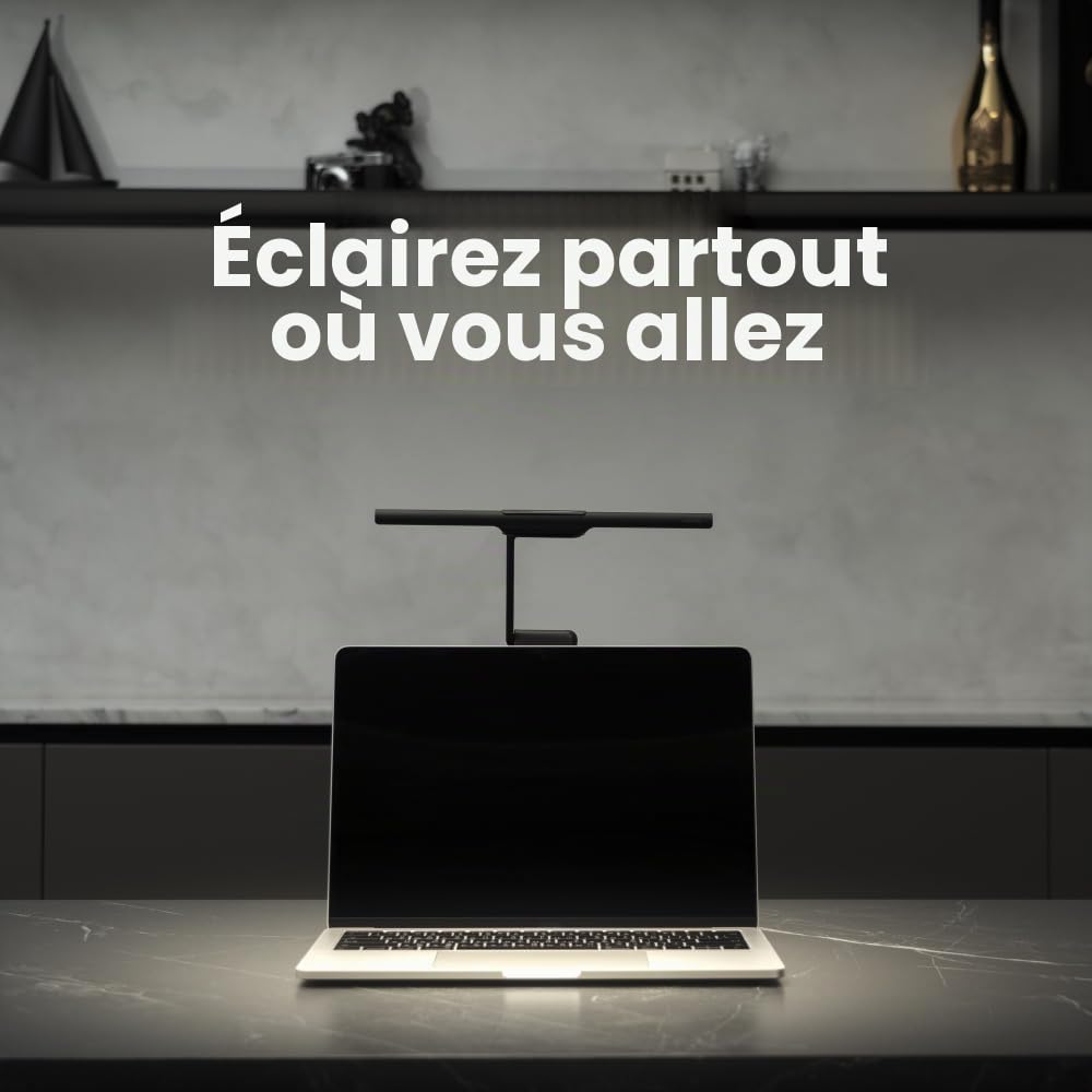 BenQ LaptopBar Lampe LED Bureau Noir Batterie Rechargeable