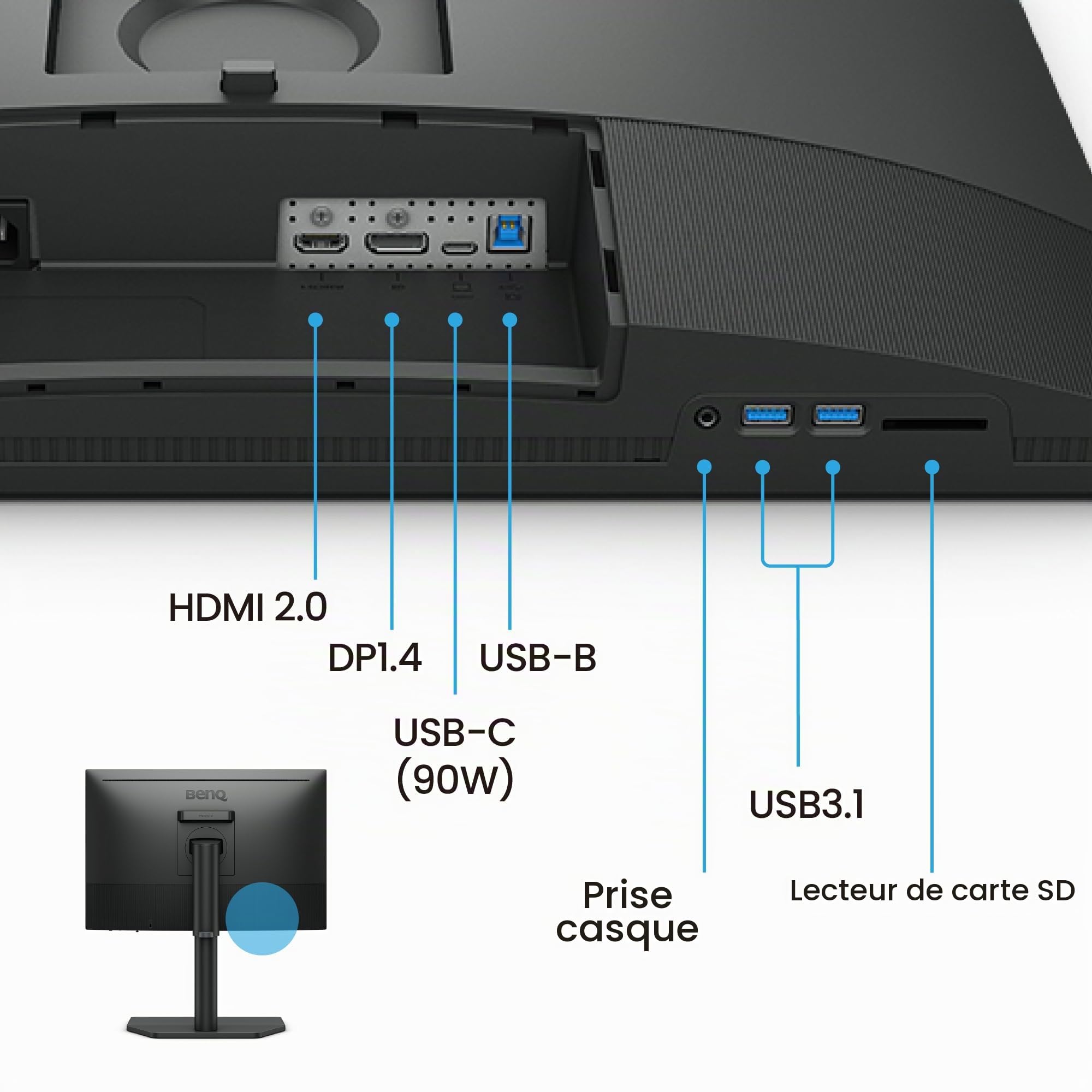 BenQ SW242Q Moniteur Photo 24,1" 2K Adobe RGB USB-C 90W