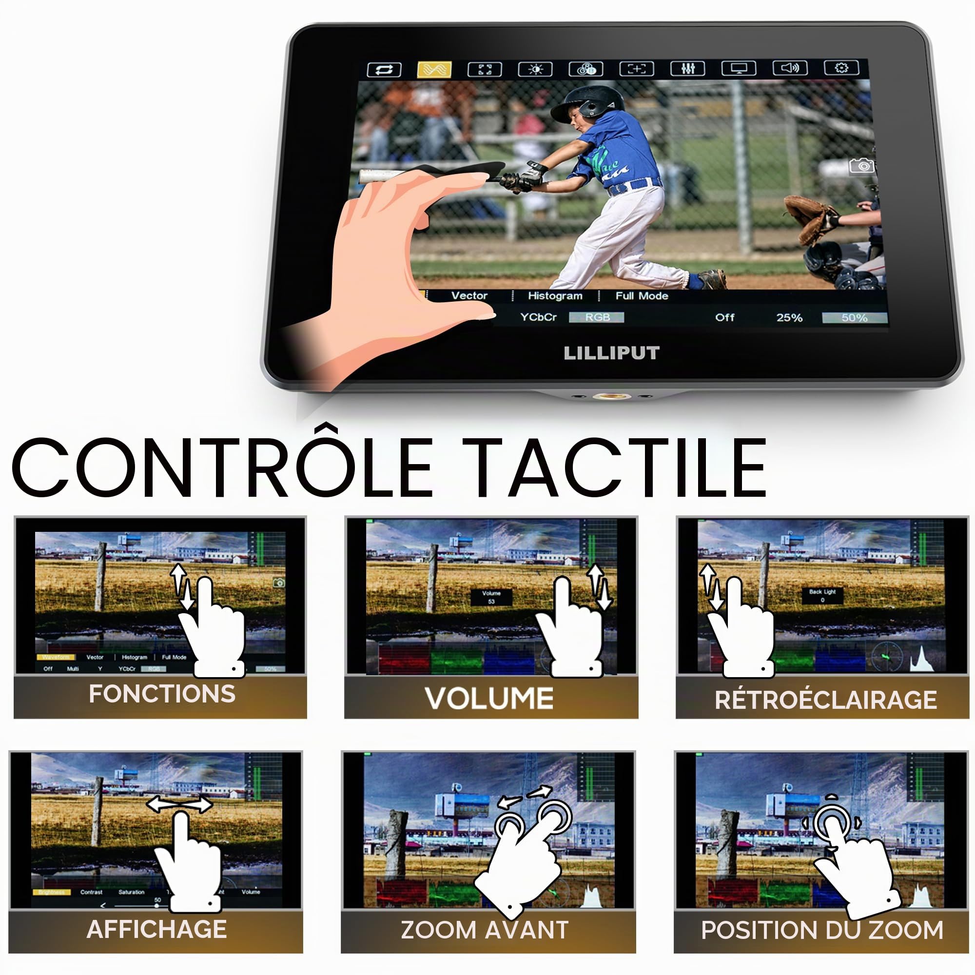 Lilliput HT5S Moniteur caméra tactile 5,5" FHD 2000 nits