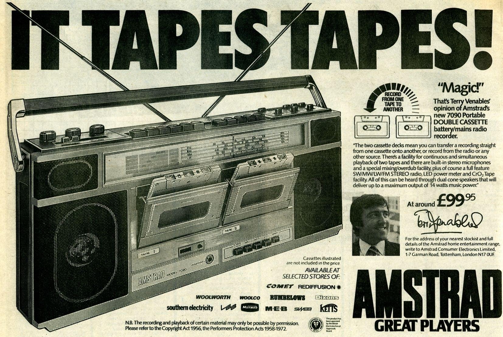 Amstrad Audio 7090 radiocassette double cassette portable