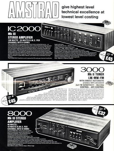Amstrad Audio 3000 Mk2 tuner FM stéréo AM MW LW 1975
