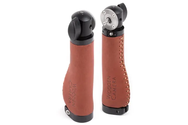 Wooden Camera Rosette Handle Pair poignées cuir caoutchouc