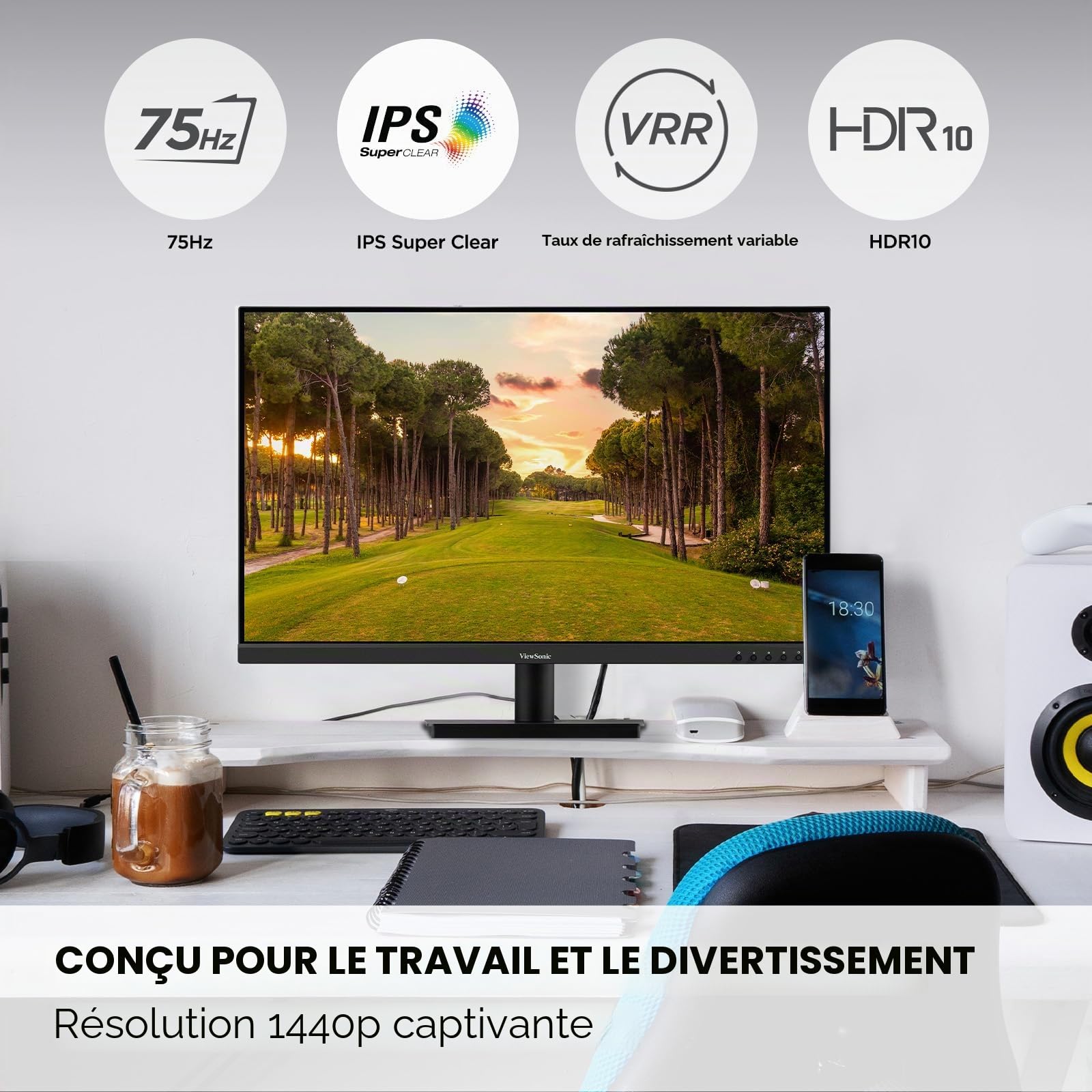 ViewSonic VS3225-2K moniteur 32" QHD IPS 75 Hz HDR10