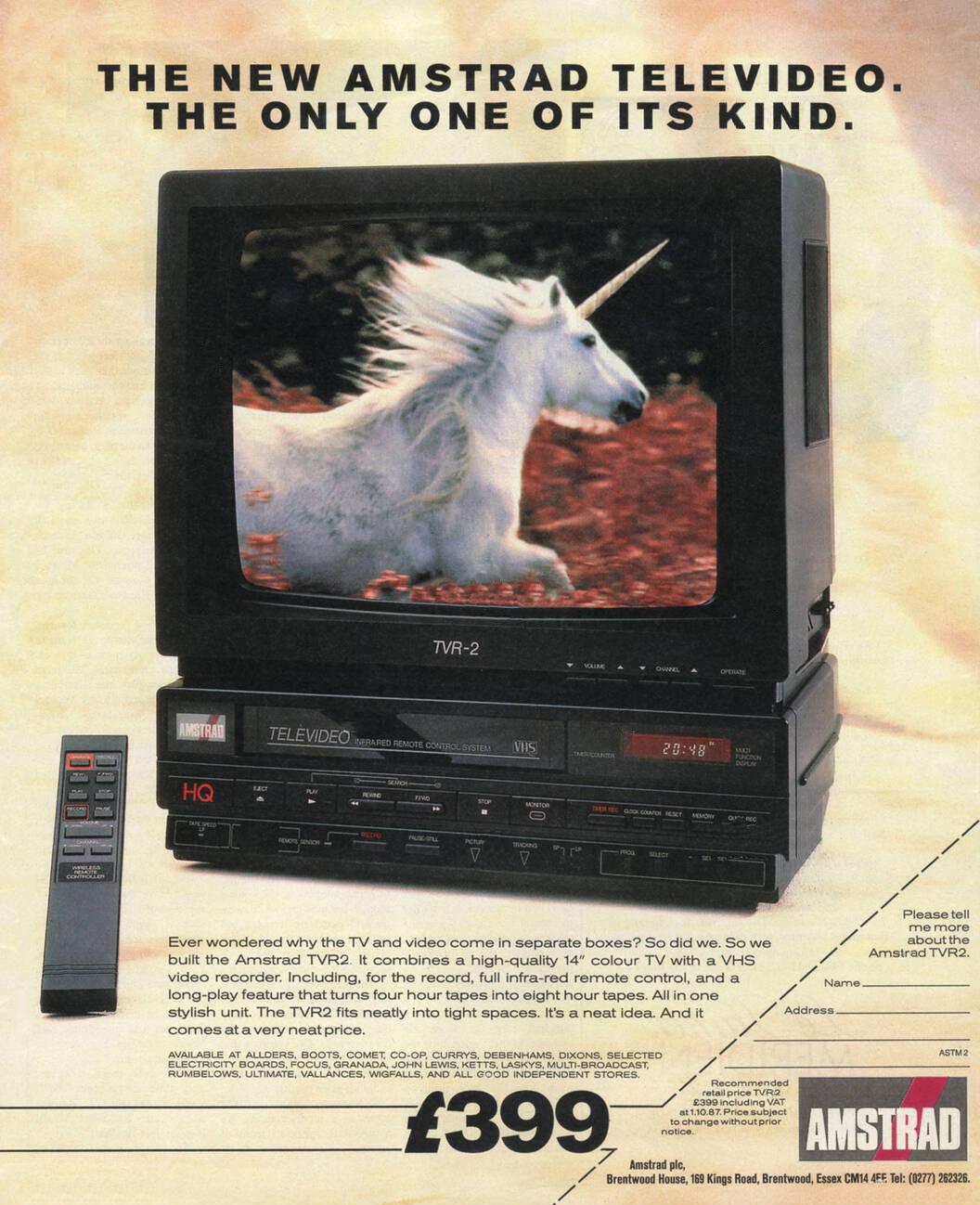 Amstrad TV & Video TVR2 téléviseur magnétoscope 14 pouces