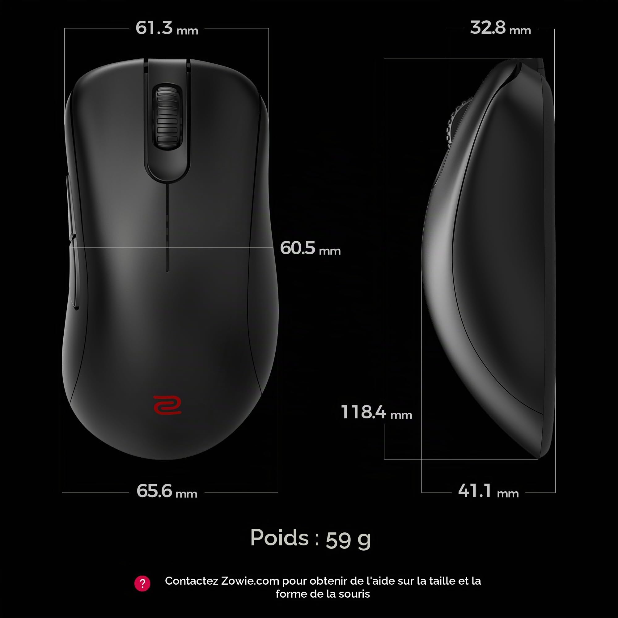 BenQ ZOWIE EC3-DW souris gaming sans fil 4K 59g