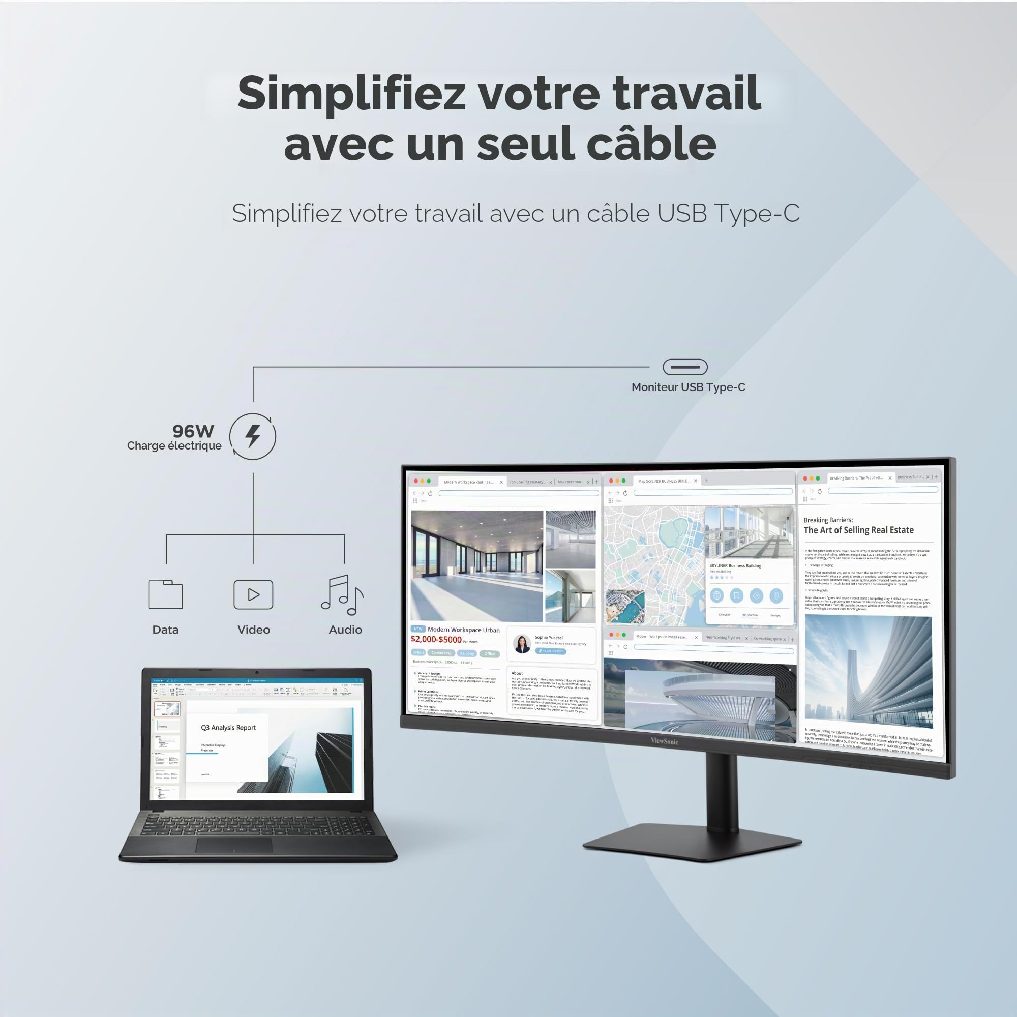 ViewSonic VA3820C Moniteur 38" incurvé UWQHD USB-C 96W