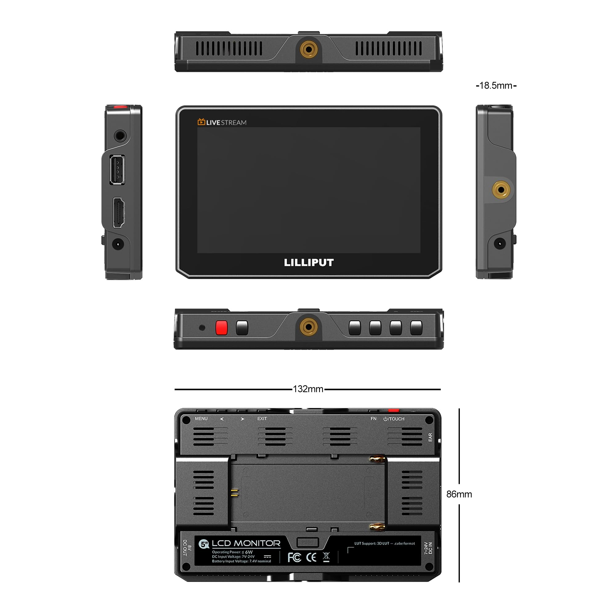Lilliput T5U T-Series moniteur caméra HDMI USB 3.0