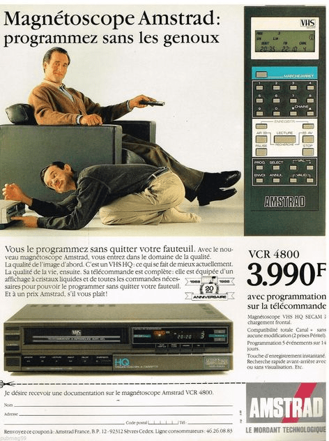 Amstrad VCR4600 magnétoscope VHS télécommande 8 heures