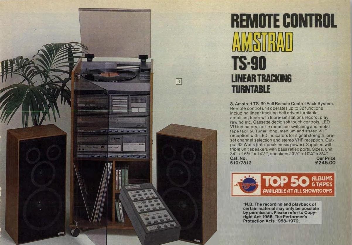 Amstrad TS90 tour stéréo chaîne hi-fi télécommande vinyle