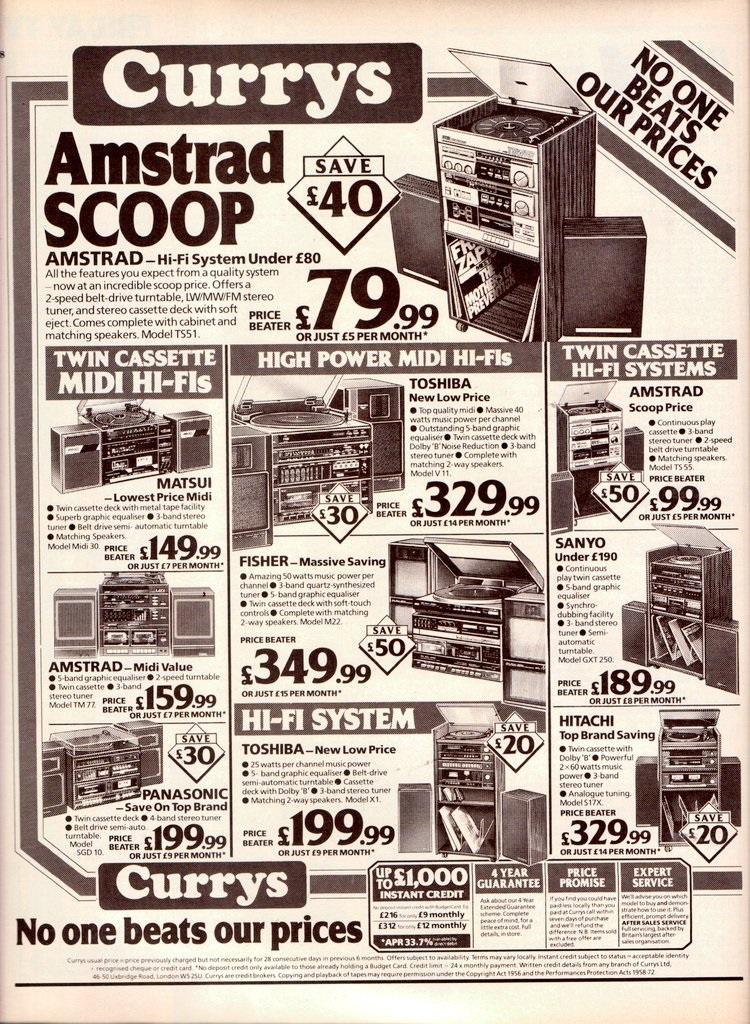 Amstrad Audio TS51 TS55 Chaîne Stéréo Tour avec Enceintes