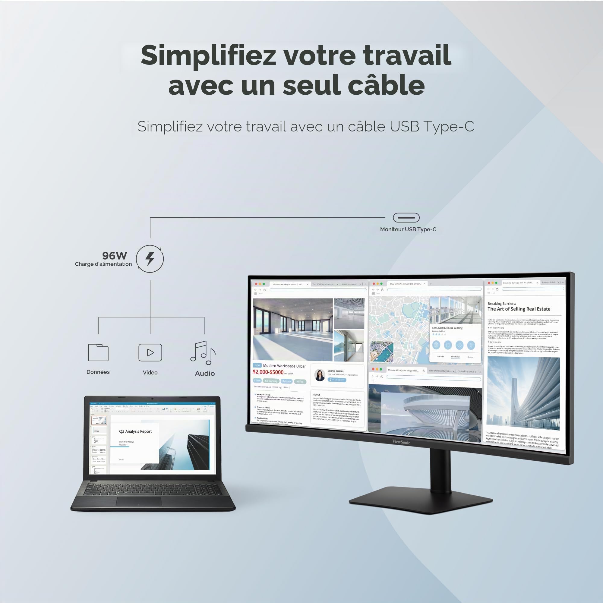 ViewSonic VX moniteur IPS 34 pouces 120 Hz USB-C