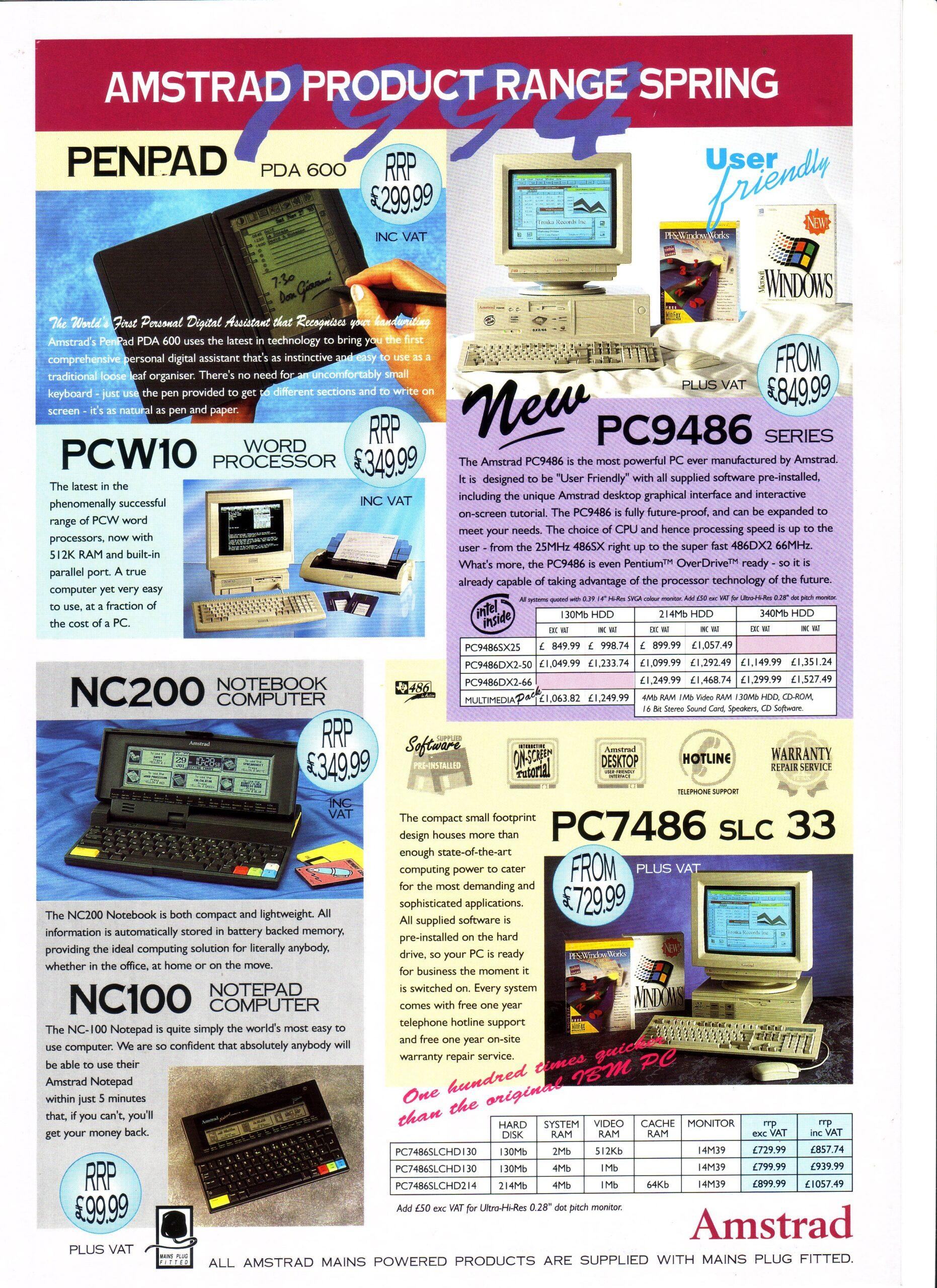Amstrad NC200 Notebook ordinateur portable 1993