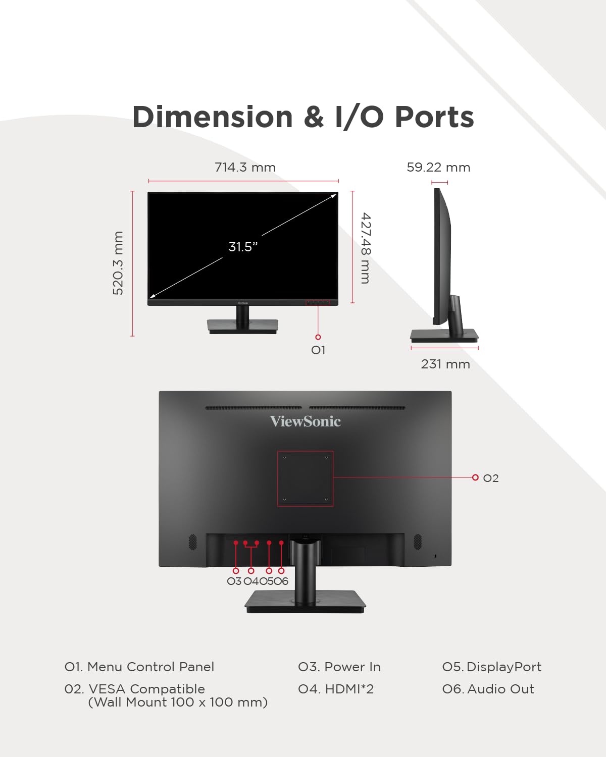 ViewSonic VA3208-4K-HD Écran PC 32 Pouces 4K UHD